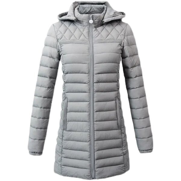 Női kabát kapucnival és cipzárral