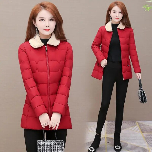 Nappali női kabát tollas gallérral