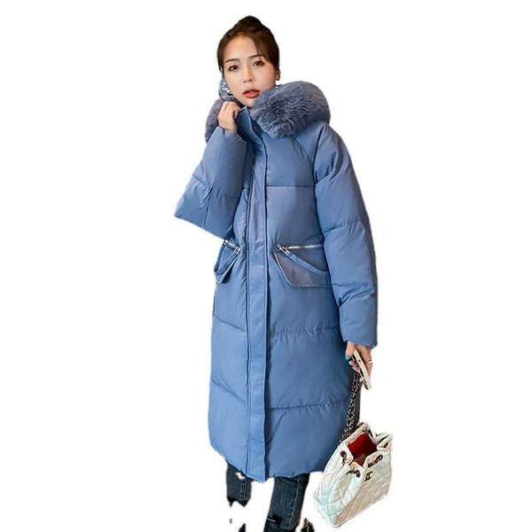 Jachetă lungă de zi cu zi pentru femei, cu puf și buzunare