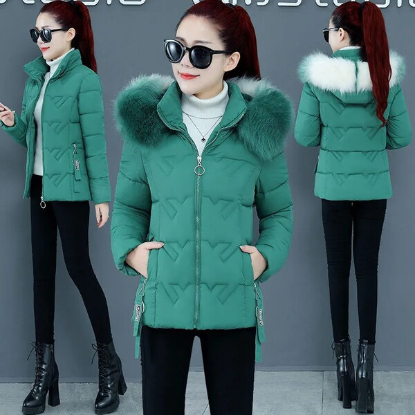 Téli kabát lefelé kapucnival és cipzárral