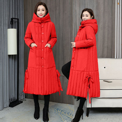 Geaca lunga de dama cu gluga si guler inalt