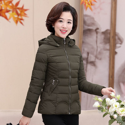 Női alkalmi kabát kapucnival és cipzárral