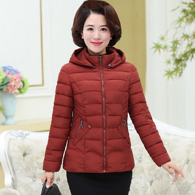 Női alkalmi kabát kapucnival és cipzárral