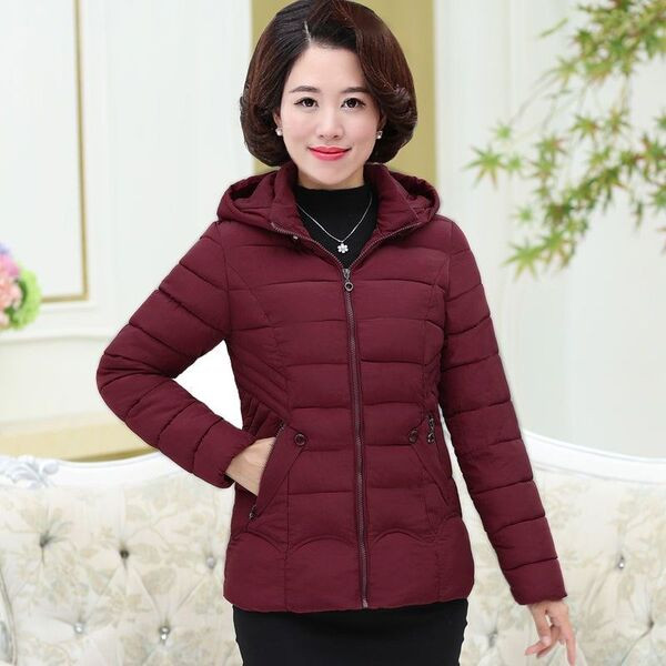 Női alkalmi kabát kapucnival és cipzárral