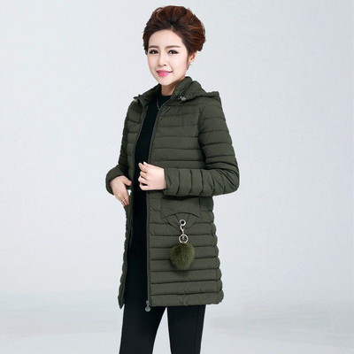 Női alkalmi kabát kapucnival és emblémával