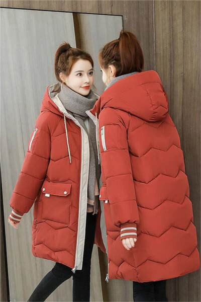 Jachetă casual lungă cu glugă