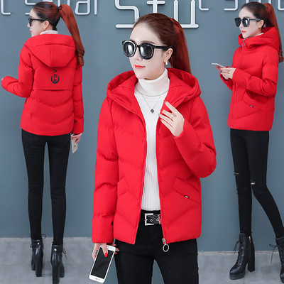 Női alkalmi kabát sima modell kapucnival és zsebbel