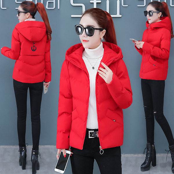 Női alkalmi kabát sima modell kapucnival és zsebbel