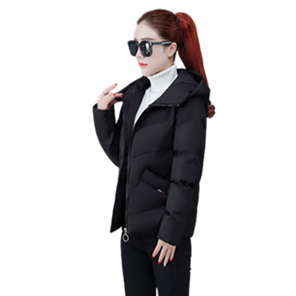 Női alkalmi kabát sima modell kapucnival és zsebbel