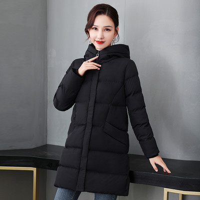 Geaca lunga de dama eleganta model drept cu gluga
