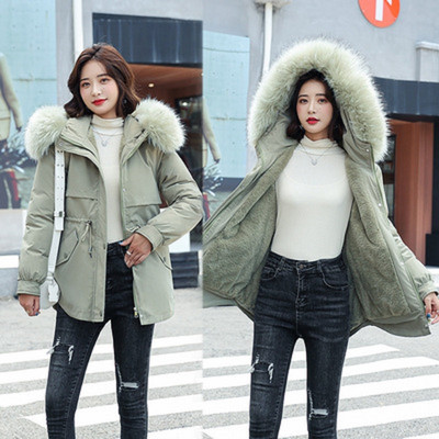 Női parka téli kabát tollal