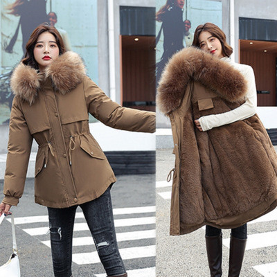 Női parka téli kabát tollal