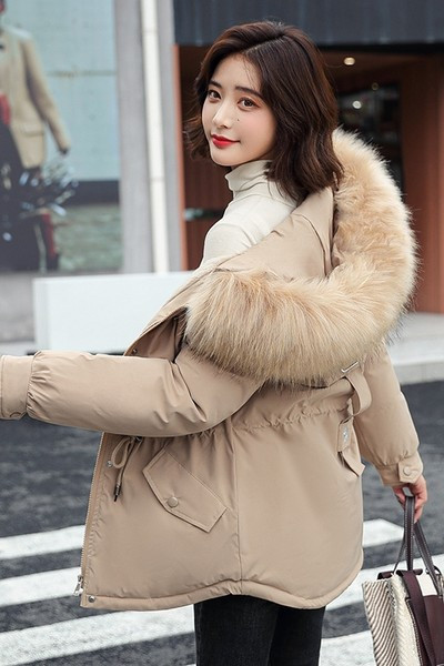 Női parka téli kabát tollal