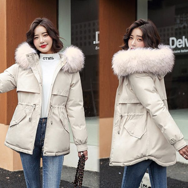 Női parka téli kabát tollal