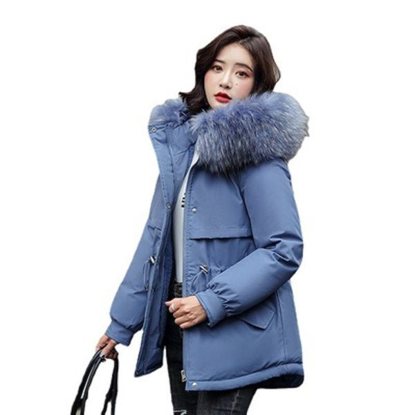Női parka téli kabát tollal