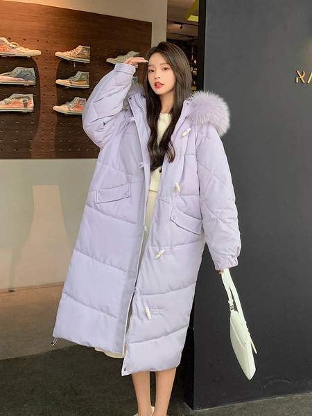 Ženska duga topla jakna s paperjem na kapuljači