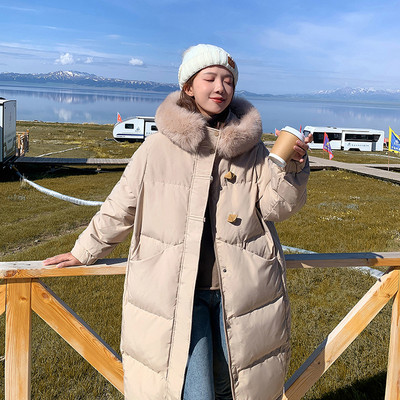 Geaca de iarna calda cu guler in puf - model lung