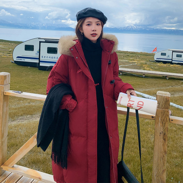 Geaca de iarna calda cu guler in puf - model lung