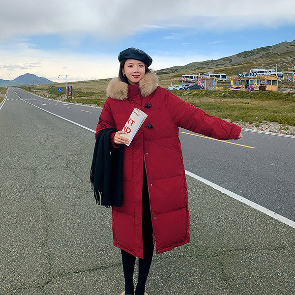 Geaca de iarna calda cu guler in puf - model lung