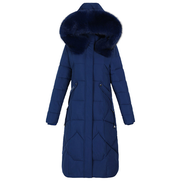 Jachetă lungă de damă elegantă model slim cu puf