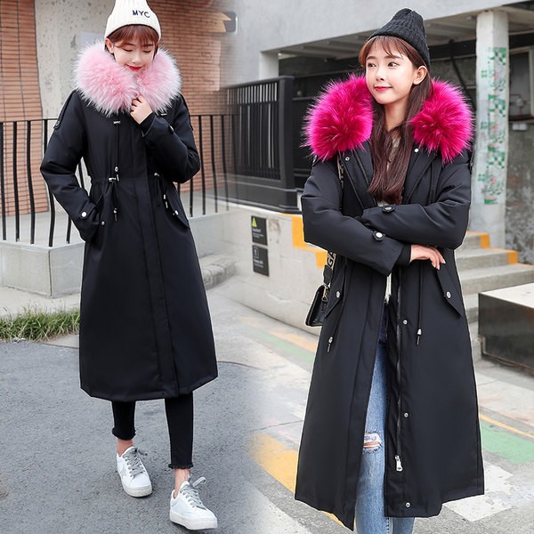 Jachetă lungă de iarnă cu căptușeală de culoare caldă