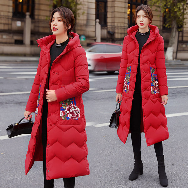 Új modell női hosszú melegítő kapucnival és hímzéssel