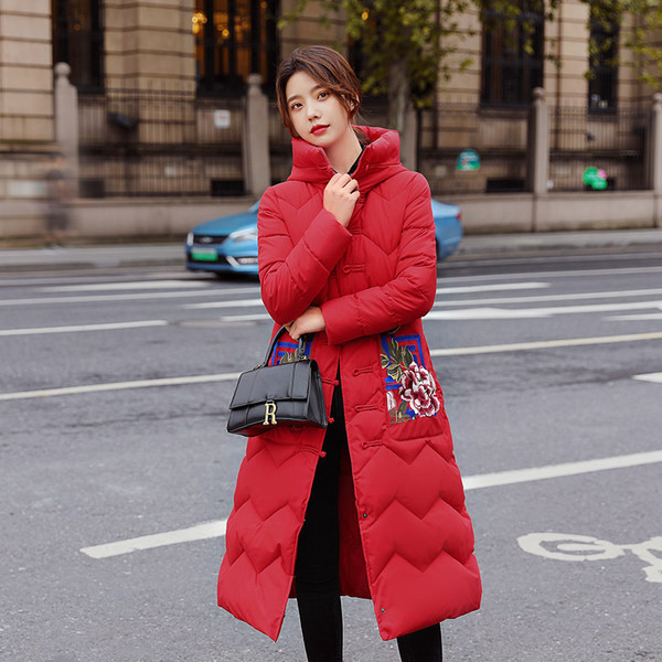 Új modell női hosszú melegítő kapucnival és hímzéssel