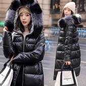 Μοντέρνο γυναικείο μακρύ μπουφάν με πούπουλο και φερμουάρ