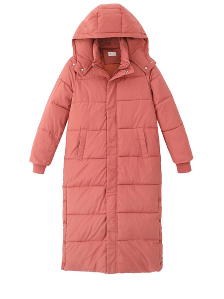 Geaca de iarna lunga de dama cu nasturi si gluga