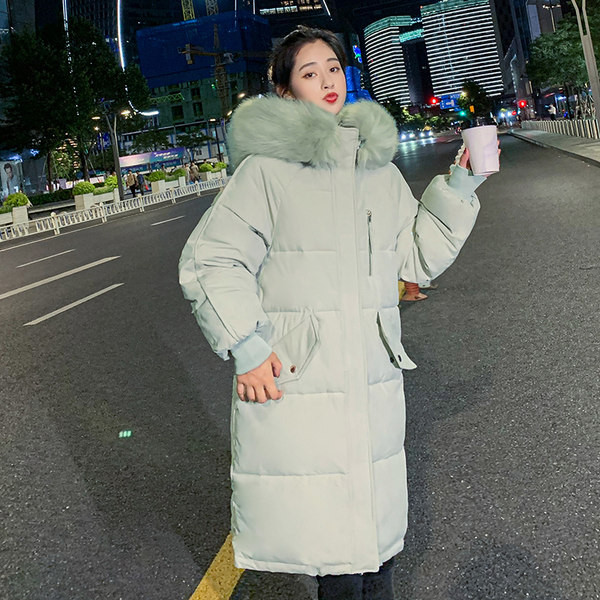 Geacă lungă de iarnă cu glugă în jos și buzunare