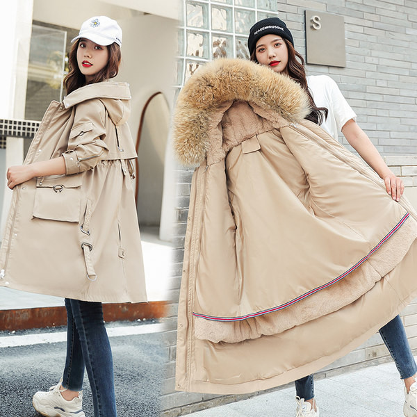 Jachetă de iarnă pentru femei cu glugă - față-verso