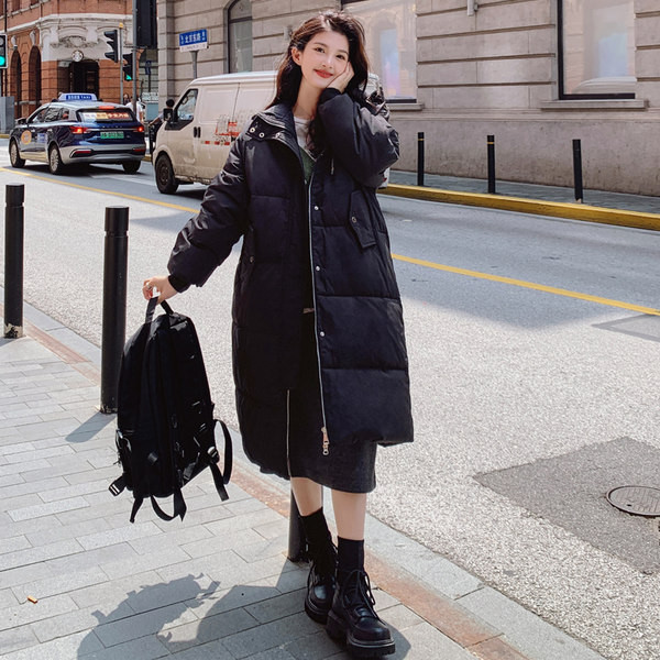 Hosszú téli női kabát kapucnival - három színben