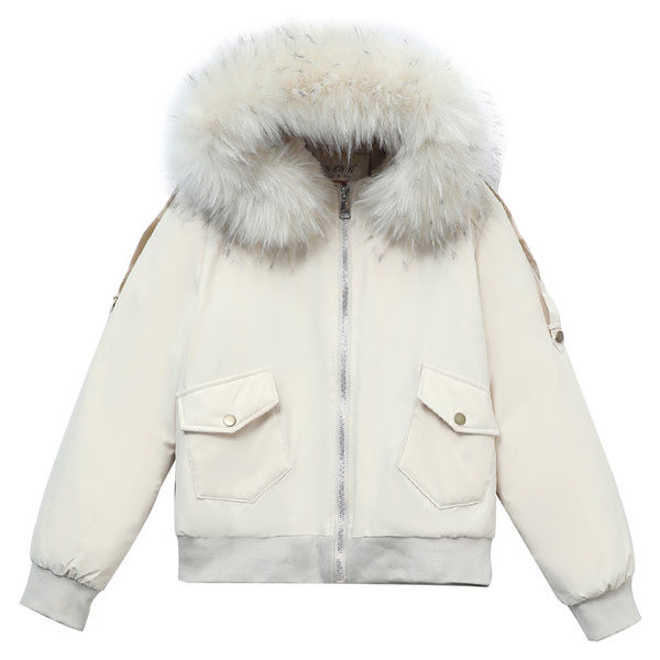 Rövid modellű női téli kabát pehellyel