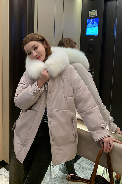 Új modell téli női melegítő pehely kapucnival