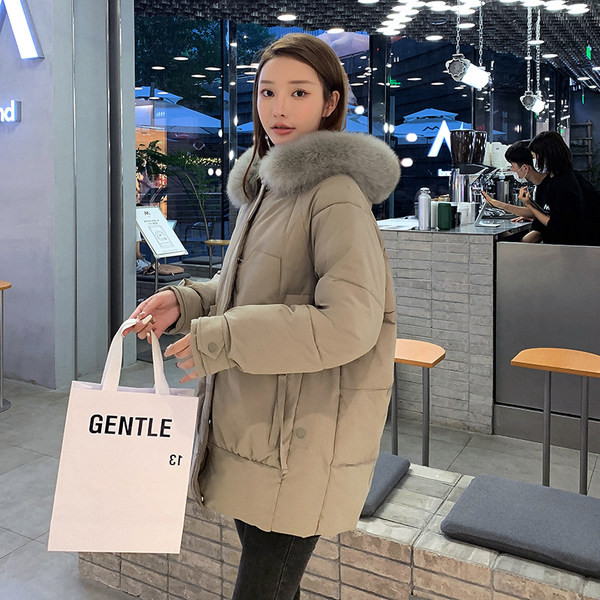 Új modell téli női melegítő pehely kapucnival