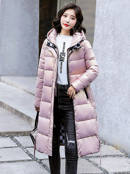 Sima modell női téli kabát kapucnival és nyakkendővel