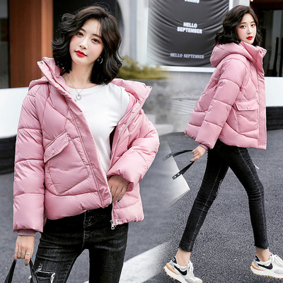 Geacă scurtă de iarnă pentru femei, cu glugă și buzunare