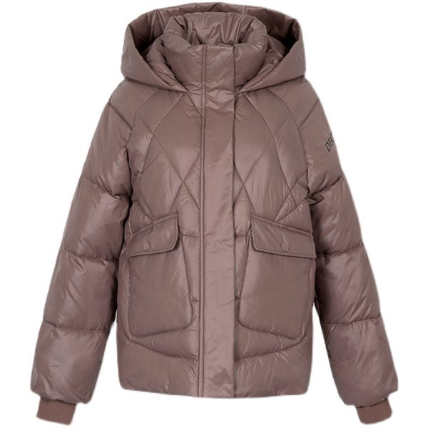 Geacă scurtă de iarnă pentru femei, cu glugă și buzunare