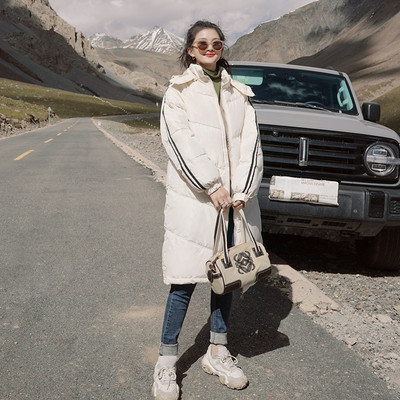 Új modell női hosszú téli kabát kapucnival