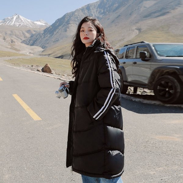 Új modell női hosszú téli kabát kapucnival