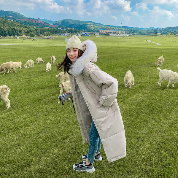 Geaca de iarna de dama model larg cu puf pe gluga