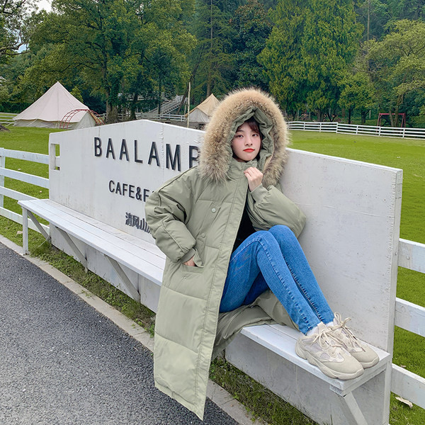 Geaca de iarna de dama model larg cu puf pe gluga