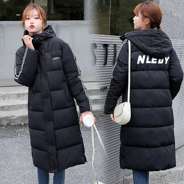 Jachetă lungă de damă cu inscripție și glugă