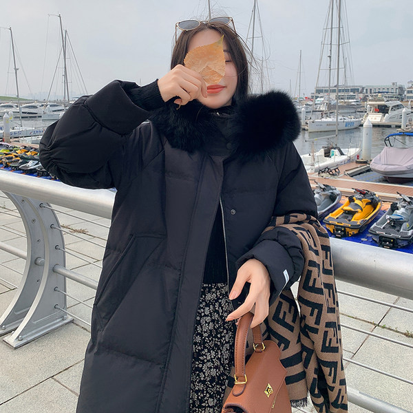 Geaca de iarna lunga model simplu cu gluga si fermoar