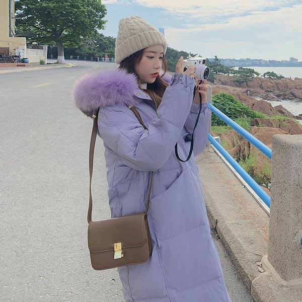 Geacă lungă de iarnă pentru femei cu guler în jos model larg