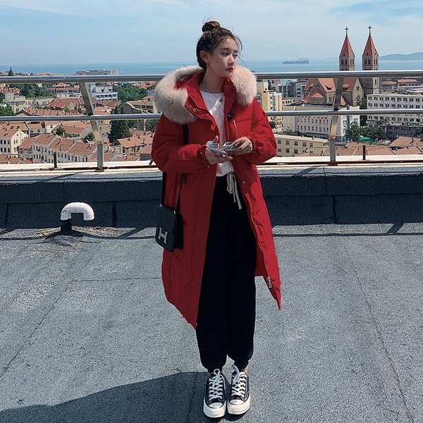 Geacă lungă de iarnă pentru femei cu guler în jos model larg