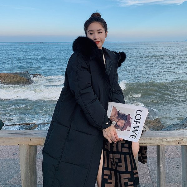 Geacă lungă de iarnă pentru femei cu guler în jos model larg
