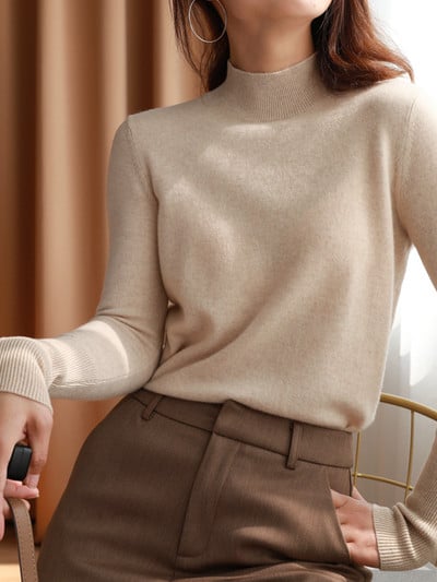 Νέο μοντέλο απλό πουλόβερ με χαμηλό γιακά