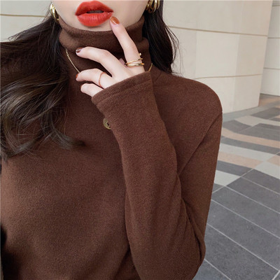 Модерен дамски втален пуловер с поло яка 