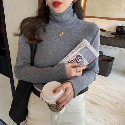 Модерен дамски втален пуловер с поло яка 